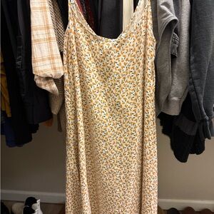 Floral Mini Dress in Orange and Cream